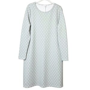 Tyler Boe long sleeve shift dress large textured knit tunic gray neutral modest‎